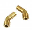  BRASS FITTINGS 30 DEGREE, MALE 3/8" NPT X 1/2" BARBED, PAIR